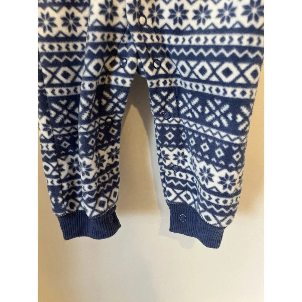 Carters Baby Boy Hooded Fleece Romper Pajamas‎ Snowflake Print 9 Month